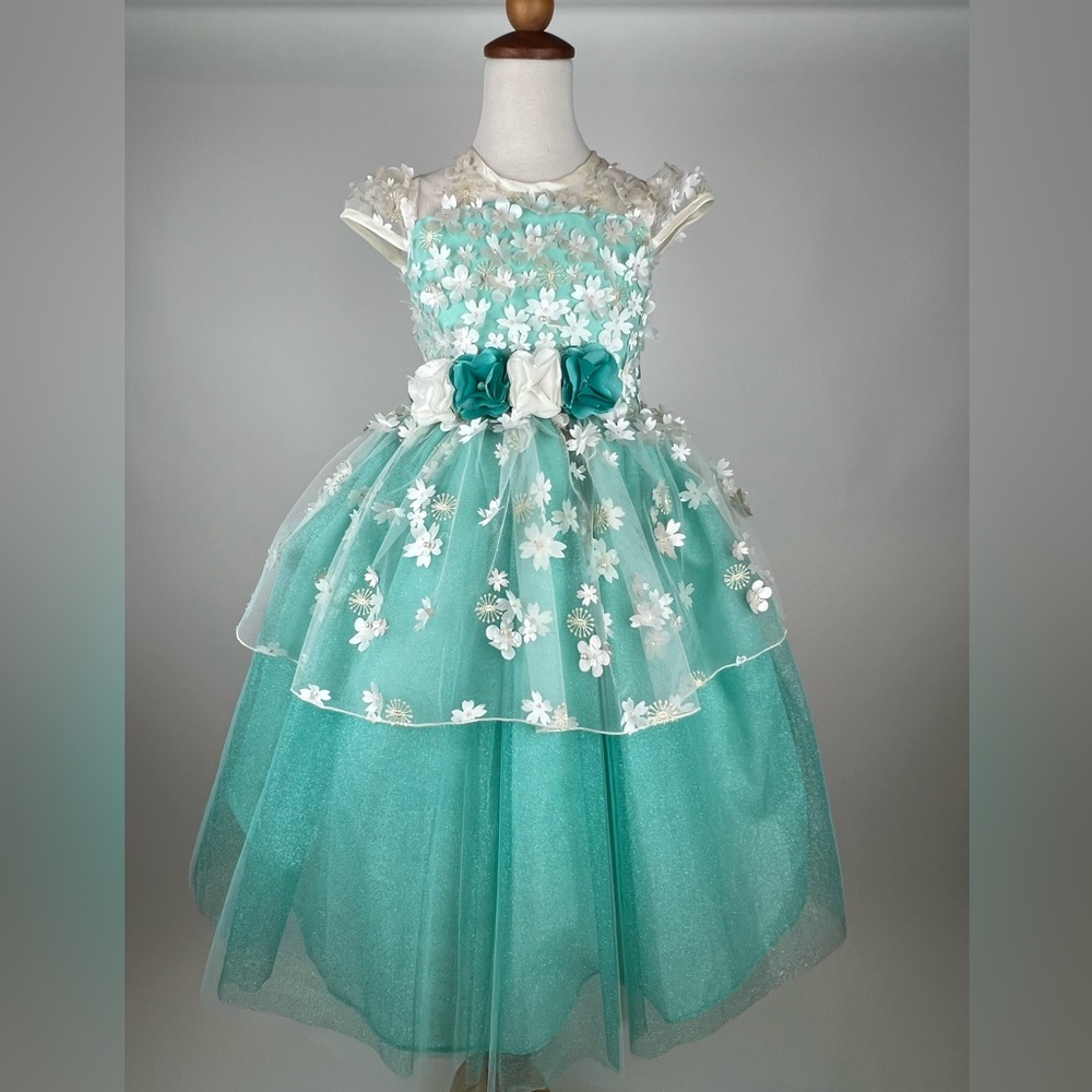 Aqua girls party dress sz 4